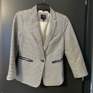 The Limited Women's Navy and Cream Striped Blazer small nautical coastal